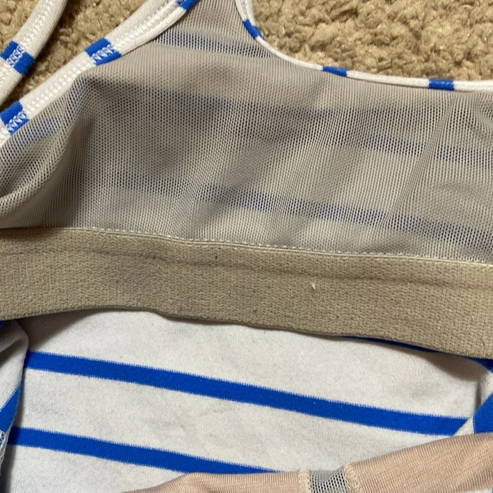 Lululemon White Blue Striped Yoga Athletic Tank Top 4 - Picture 11 of 13